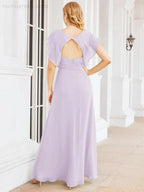 Sunnderly Bridesmaid Dresses Cape Formal Prom Dress Open Back Gowns for Mother of The Bride SY28058 by numbersea