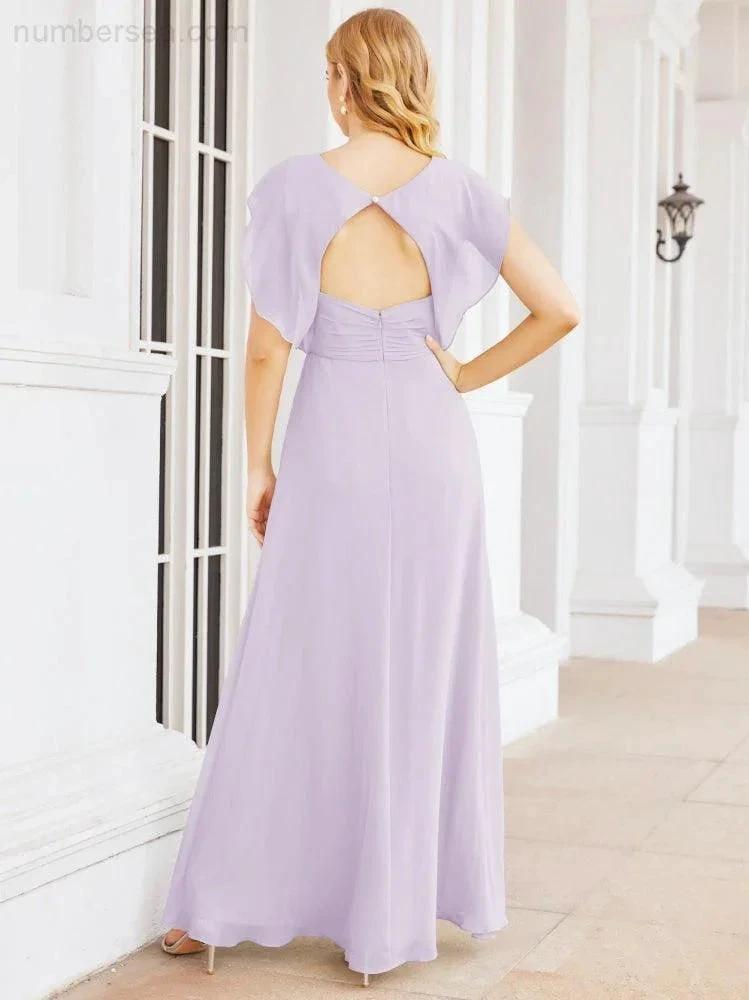 Sunnderly Bridesmaid Dresses Cape Formal Prom Dress Open Back Gowns for Mother of The Bride SY28058 by numbersea