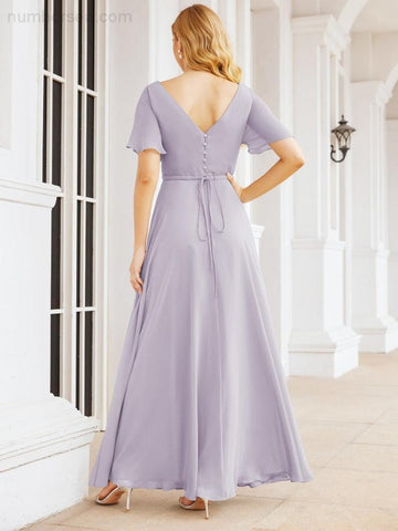 Numbersea Formal Prom Gowns for Mother of The Bride Short Sleeves Bridesmaid Dress 28049