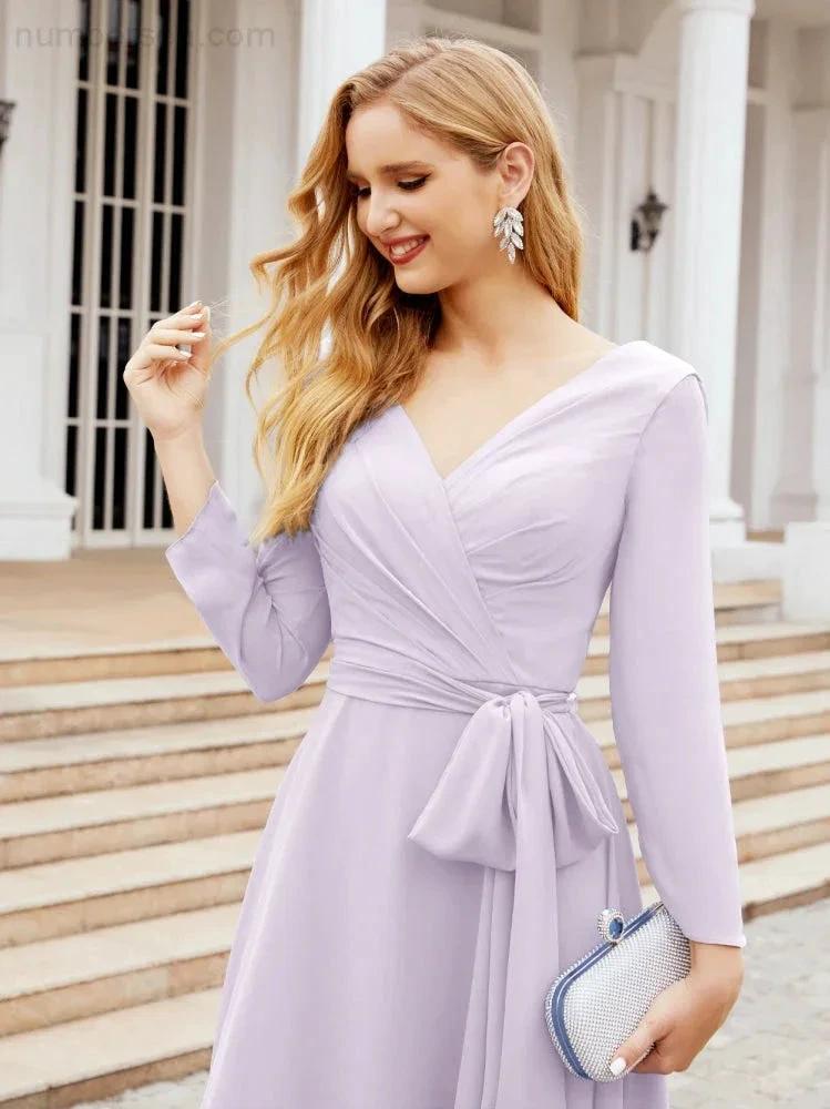 Bridesmaid Dress V-Back Waist Belt Mother of the Bride Wedding Guest SY28031 by numbersea