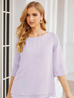 Sunnderly Elegant 2 Piece Mother of The Bride Dress Plus Size Pant Suits Ruffle Layers Sliver Housecoat SY28064 by numbersea