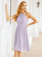 Numbersea Halter Chiffon Bridesmaid Dresses Short Sleeveless Formal Party Dress Open Back 28023 by numbersea