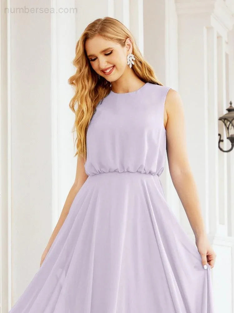 Numbersea Sleeveless Long Bridesmaid Dress A line Formal Evening Prom Gown 28025