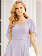 Numbersea Bridesmaid Dresses for Wedding Formal Evening Party Prom Gown with Cape 28050