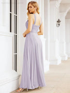 Numbersea Abiti da damigella incrociati con collo all'americana per festa, matrimonio, sera, ballo di fine anno, abiti lunghi da ballo 28053