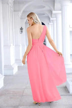 Ladies Chiffon One Shoulder Bridesmaid Evening Dress Wedding Party Evening Dress 28133 by numbersea