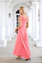 Ladies Chiffon V Neck Sleeveless Floor Length Bridesmaid Evening Dress Wedding Party Evening Dress 28126 by numbersea
