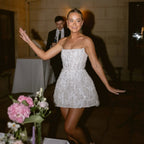 Luxury White Sparkle Sequined Bead Embellished Tube Sheath Wedding Dress SW730
