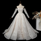 Elegant Ivory Strapless Corset Lace Tulle Bridal Gown Wedding Dress with Long Detachable Sleeves SW703