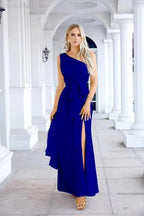 Ladies Chiffon One Shoulder Bridesmaid Evening Dress Wedding Party Evening Dress 28133 by numbersea