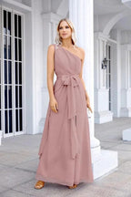 Ladies Chiffon One Shoulder Bridesmaid Evening Dress Wedding Party Evening Dress 28133 by numbersea
