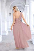 Ladies Chiffon One Shoulder Bridesmaid Evening Dress Wedding Party Evening Dress 28133 by numbersea