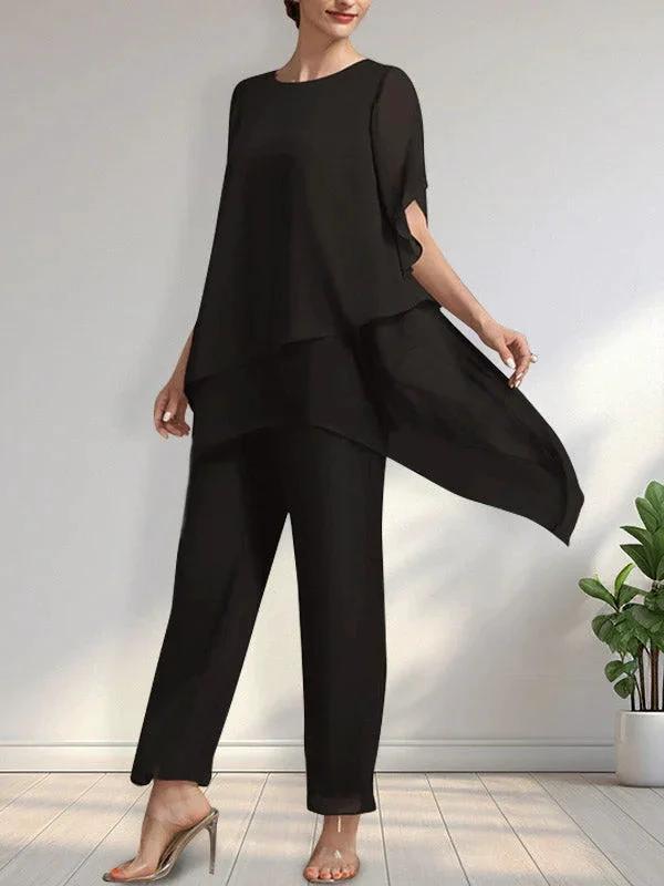 Separates Jumpsuit/Pantsuit Scoop Ankle-Length Chiffon Mother of the Bride Dress by Dreamylily