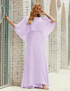 Sunnderly Bridesmaid Dress Women Long Sleeve V-Neck Chiffon Formal Wedding Party Dress SY28018 by numbersea