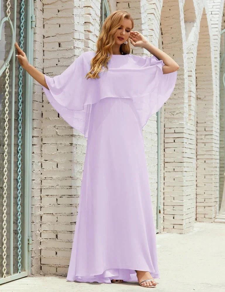 Sunnderly Bridesmaid Dress Women Long Sleeve V-Neck Chiffon Formal Wedding Party Dress SY28018 by numbersea