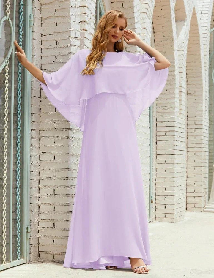 Sunnderly Bridesmaid Dress Women Long Sleeve V-Neck Chiffon Formal Wedding Party Dress SY28018 by numbersea