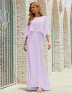 Sunnderly Bridesmaid Dress Women Long Sleeve V-Neck Chiffon Formal Wedding Party Dress SY28018 by numbersea