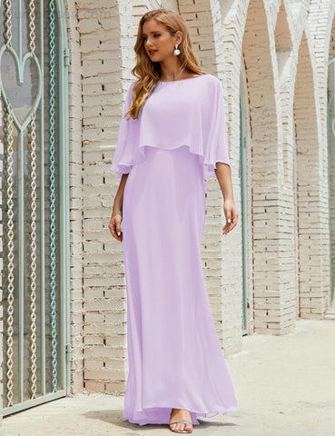 Sunnderly  Bridesmaid Dress Women Long Sleeve V-Neck Chiffon Formal Wedding Party Dress SY28018