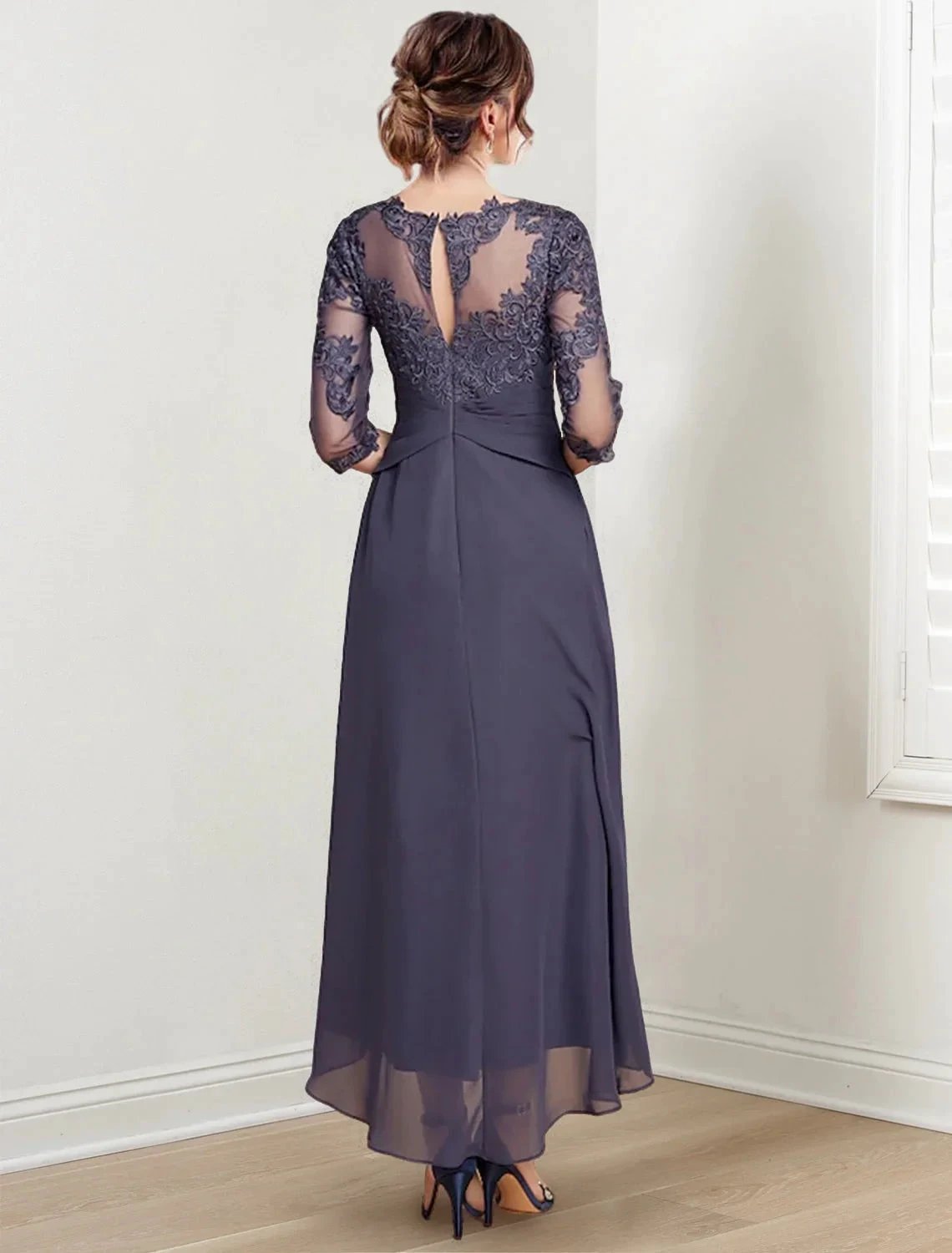 A-Line/Princess Scoop Tea-Length Mother of the Bride Dresses by Dreamylily