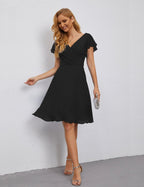 Numbersea U Back Homecoming Dress Formal Prom Dress Knee Length Short Sleeves Cocktail Party Dress 28077 by numbersea