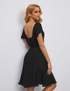 Numbersea U Back Homecoming Dress Formal Prom Dress Knee Length Short Sleeves Cocktail Party Dress 28077 by numbersea