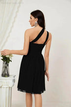 Numbersea Women Chiffon Short One Shoulder Bridesmaid Dress Formal Dresses for Party Homecoming 2804 by numbersea
