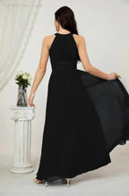 Numbersea Formal Party Gown Dress Chiffon Halter Long Sleeveless Bridesmaid Dresses 2802 by numbersea