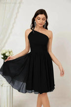 Numbersea Women Chiffon Short One Shoulder Bridesmaid Dress Formal Dresses for Party Homecoming 2804 by numbersea