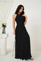 Numbersea Formal Party Gown Dress Chiffon Halter Long Sleeveless Bridesmaid Dresses 2802 by numbersea