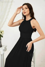 Numbersea Formal Party Gown Dress Chiffon Halter Long Sleeveless Bridesmaid Dresses 2802 by numbersea