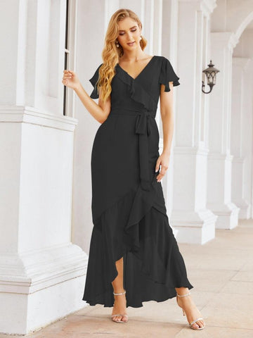 Numbersea Ruffled Bridesmaid Dresses Mermaid Formal Violin Evening Party Prom Gowns 28042