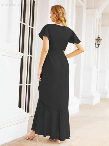 Numbersea Ruffled Bridesmaid Dresses Mermaid Formal Violin Evening Party Prom Gowns 28042