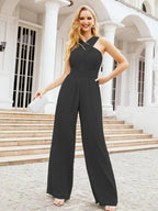 Numbersea Crisscross Neck Jumpsuit Formal Evening Dress Long Bridesmaid Dresses Bell-bottomed Pants 28033 by numbersea
