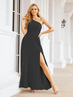 Numbersea One Shoulder Bridesmaid Dresses Long Formal Prom Gowns 28048