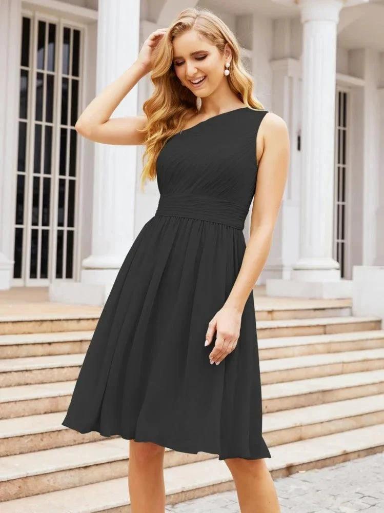 Numbersea Homecoming Dress One Shoulder Pleated Short Formal Prom Gowns 28046 by numbersea