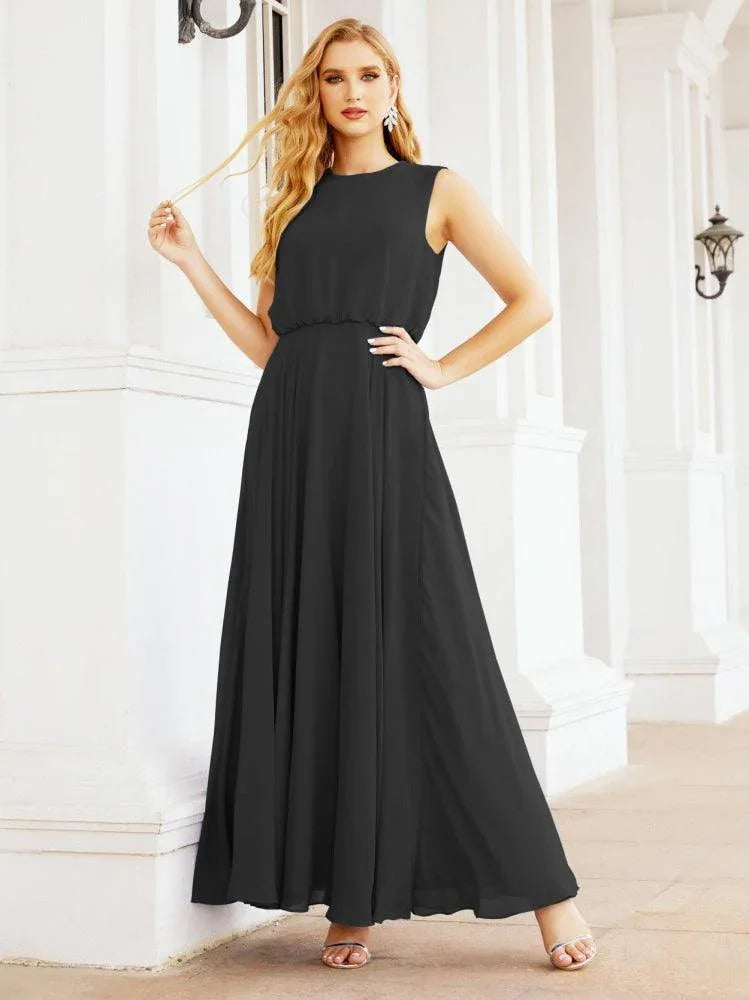 Numbersea Sleeveless Long Bridesmaid Dress A line Formal Evening Prom Gown 28025