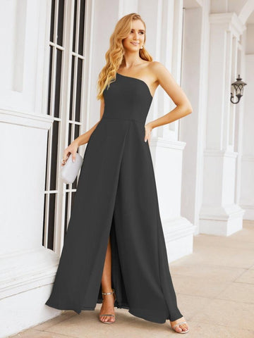 Numbersea Women's One Shoulder Formal Prom Gowns for Mother of The Bride Side Slit Bridesmaid Dresses 28052