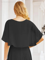 Numbersea Bridesmaid Dresses for Wedding Formal Evening Party Prom Gown with Cape 28050