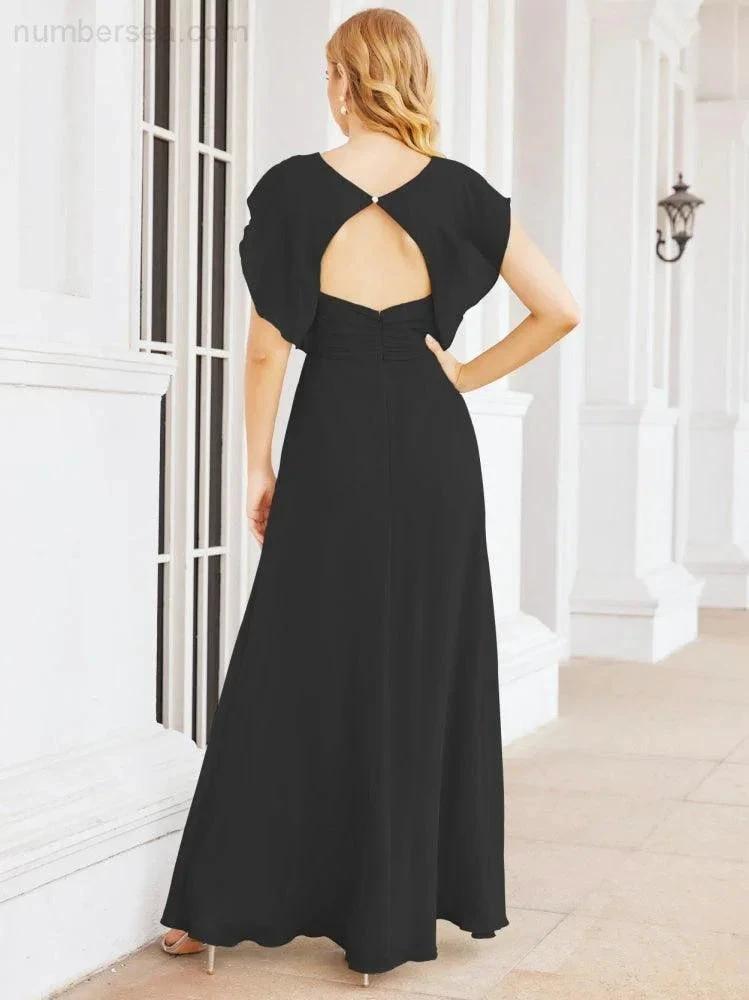 Sunnderly Bridesmaid Dresses Cape Formal Prom Dress Open Back Gowns for Mother of The Bride SY28058 by numbersea