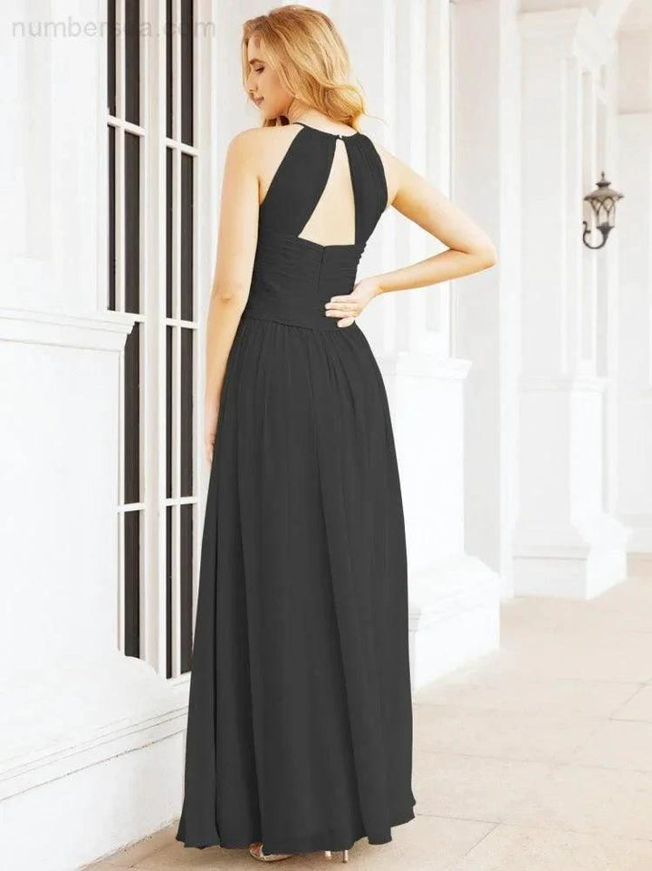Numbersea Sleeveless Bridesmaid Dresses Long Prom Gown Zipper with Keyhole Back 28056 by numbersea
