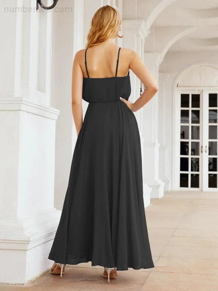 Numbersea Halter Long Bridesmaid Dresses Formal A line Juniors Dress 28029 by numbersea
