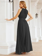 Numbersea Halter Bridesmaid Dress Empire Waist Formal Evening Prom Gown for Mother of The Bride 28030 by numbersea