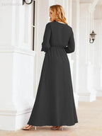 Sunnderly Women's Chiffon Bridesmaid Dress A line Long Sleeves Formal Evening Prom Gown for Wedding Guest SY28032 by numbersea