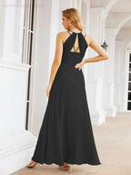 Vestidos de Damas de Honra Numbersea com Alças Duplas de Espaguete para Mulher Vestido Longo Formal para Festa com Fenda Lateral 28051