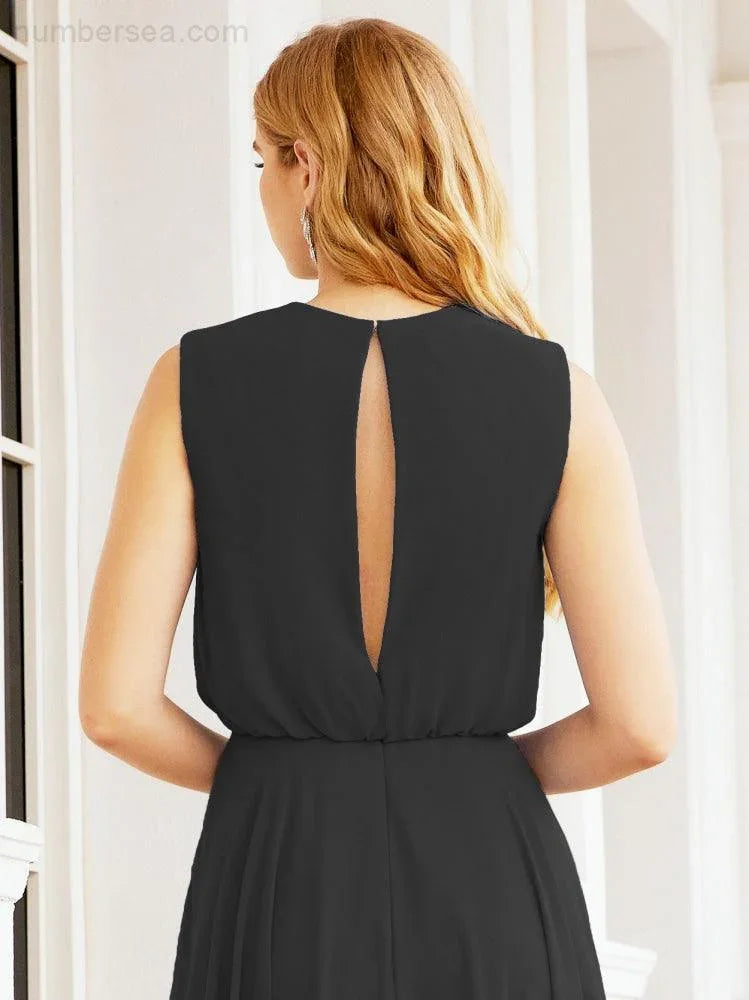 Numbersea Sleeveless Long Bridesmaid Dress A line Formal Evening Prom Gown 28025
