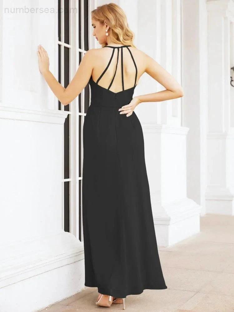 Numbersea Spaghetti Strap Bridesmaid Dresses V-Neck Long A-Line Formal Prom Gowns 28063 by numbersea