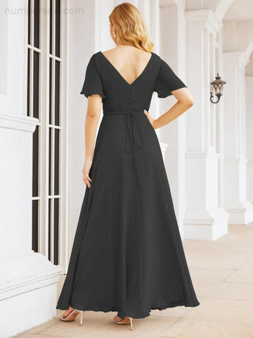 Numbersea Formal Prom Gowns for Mother of The Bride Short Sleeves Bridesmaid Dress 28049