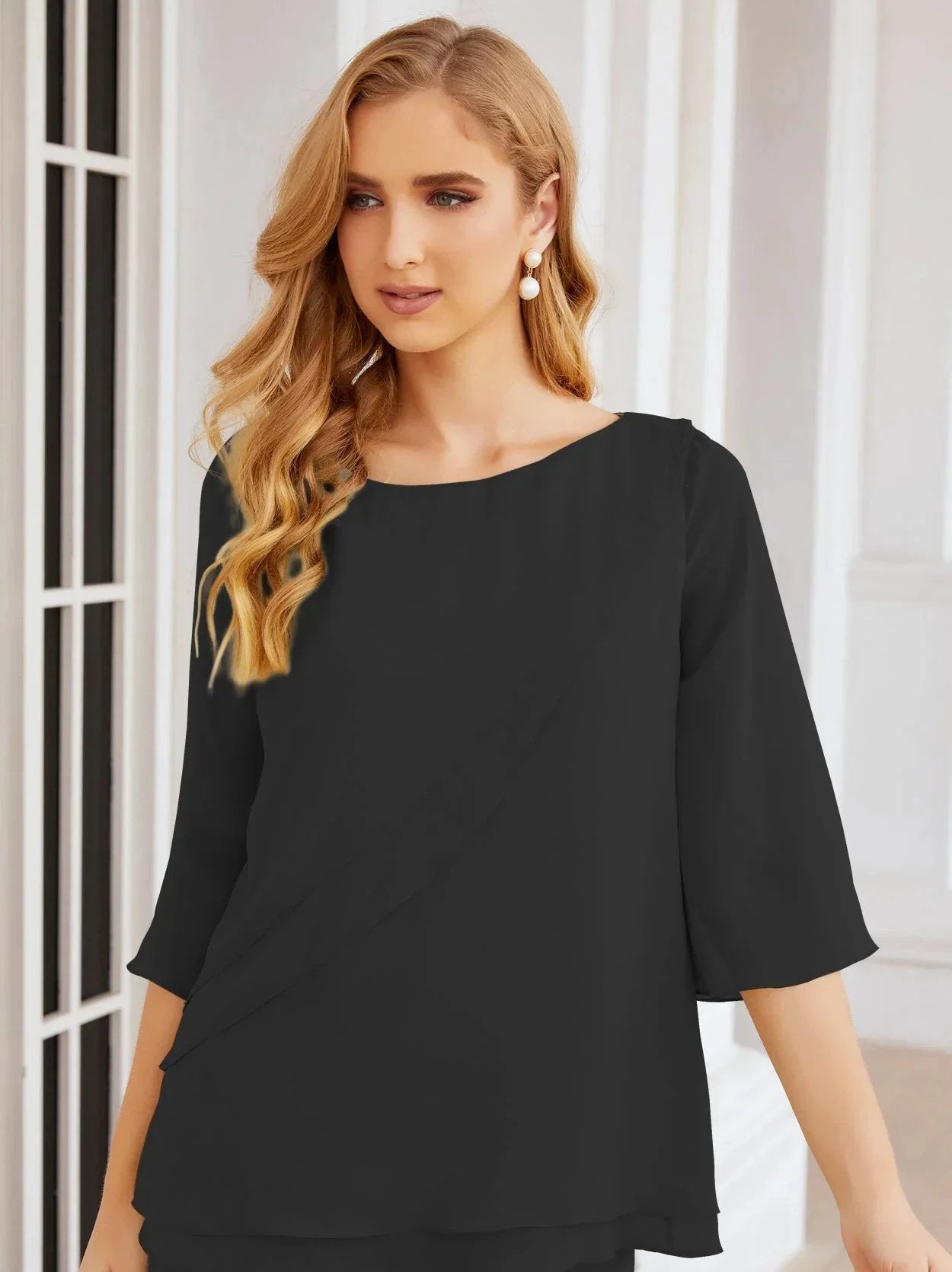 Sunnderly Elegant 2 Piece Mother of The Bride Dress Plus Size Pant Suits Ruffle Layers Sliver Housecoat SY28064 by numbersea