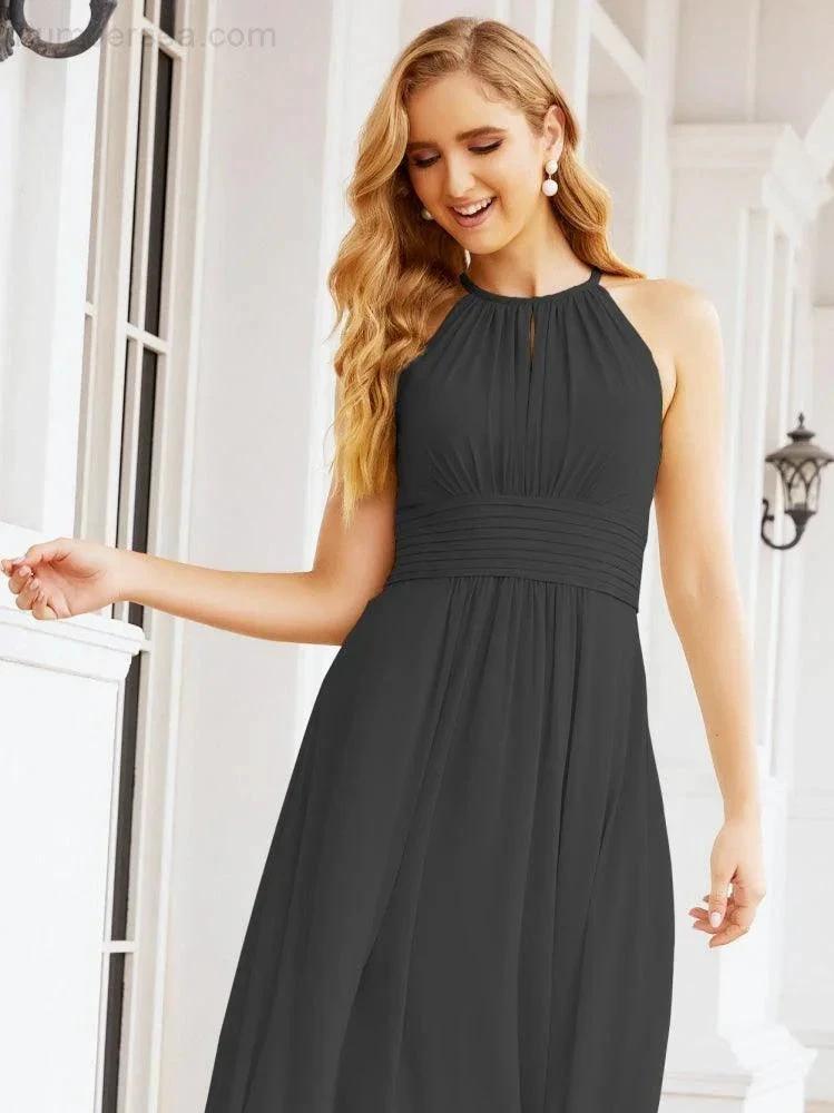 Numbersea Keyhole Bridesmaid Dresses Sleeveless Formal Evening Party Prom Gowns 28043 by numbersea