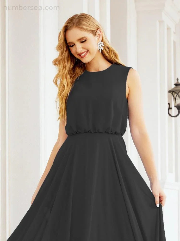 Numbersea Sleeveless Long Bridesmaid Dress A line Formal Evening Prom Gown 28025